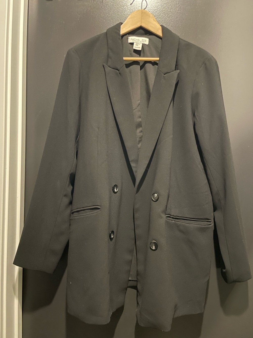 Rachel Zoe Black Double-Breasted Trench Blazer